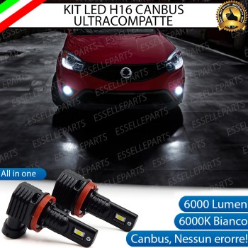 Kit Full LED H16 6000 LUMEN Canbus 6000K Bianco Fendinebbia per SSANGYONG KORANDO MK3 DAL 2013