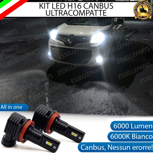 Kit Full LED H16 6000 LUMEN Canbus 6000K Bianco Fendinebbia per RENAULT KANGOO MK2