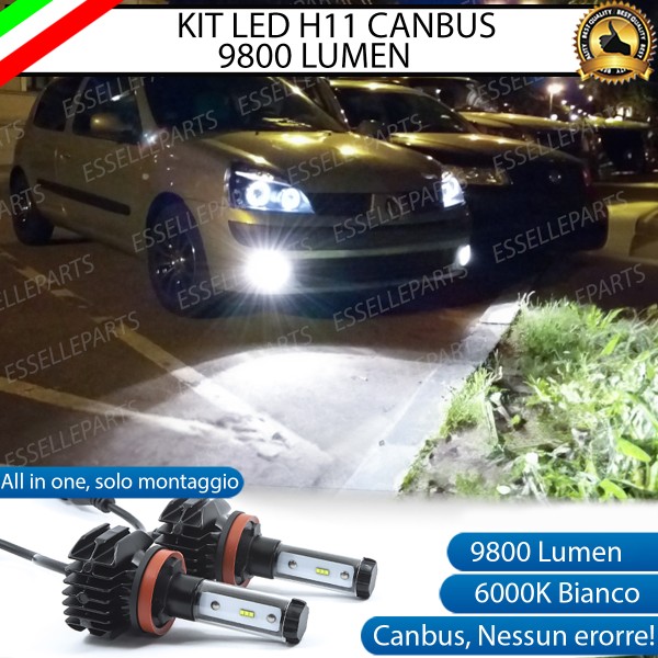 Kit Full LED Fendinebbia H11 9800 Lumen Per Renault Clio Mk2 Restyling