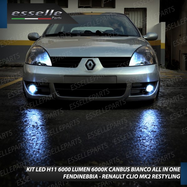 Kit Full LED H11 6000 LUMEN Canbus 6000K Fendinebbia per Renault Clio Mk2 Restyling