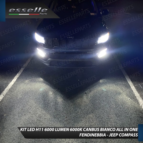 Kit Full LED H11 6000 LUMEN Canbus 6000K Bianco Fendinebbia per Jeep Compass Mk2
