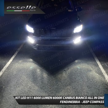 Kit Full LED H11 6000 LUMEN Canbus 6000K Bianco Fendinebbia per Jeep Compass Mk2