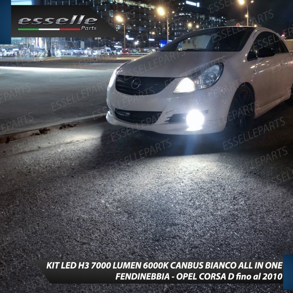 Kit Full LED H3 7000 Lumen 6000K bianco Fendinebbia Opel Corsa D fino al 2010