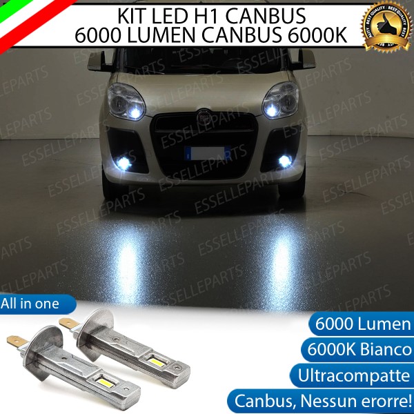 Kit Full LED coppia H1 6000 LUMEN Fendinebbia per Fiat Doblò Mk2 Pre-restyling