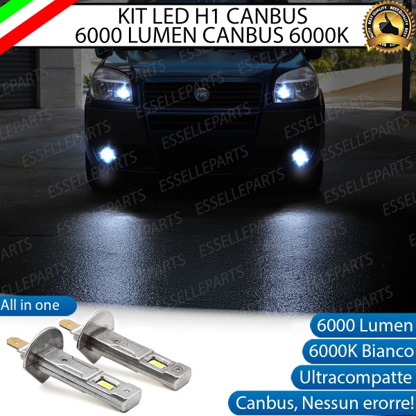 Kit Full LED coppia H1 6000 LUMEN Fendinebbia per Fiat Doblò Mk1 Rrestyling