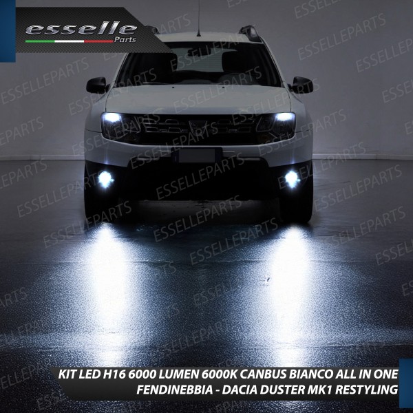 Kit Full LED H16 6000 LUMEN Canbus 6000K Bianco Fendinebbia per Dacia Duster Mk1 Restyling