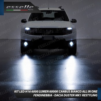 Kit Full LED H16 6000 LUMEN Canbus 6000K Bianco Fendinebbia per Dacia Duster Mk1 Restyling