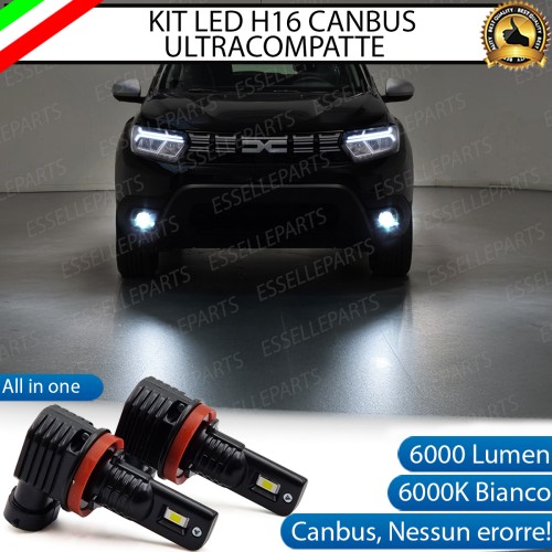Kit Full LED H16 6000 LUMEN Canbus 6000K Bianco Fendinebbia per Dacia Duster Mk2 Restyling