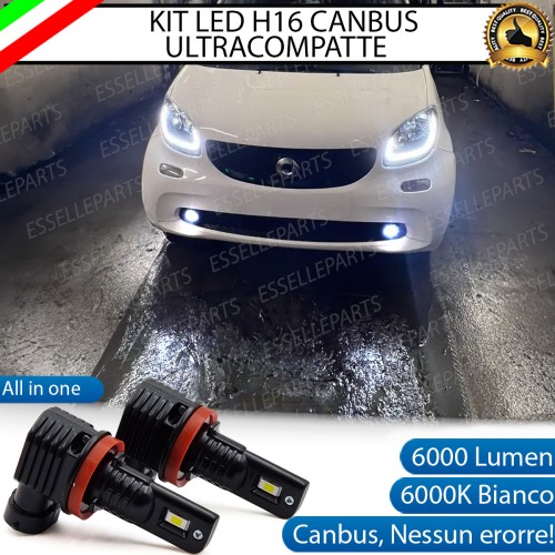 Kit Full LED H16 6000 LUMEN Canbus 6000K Bianco Fendinebbia per SMART FORTWO MK3