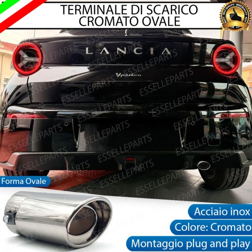 Terminale Di Scarico marmitta Finalino Cromato Per LANCIA YPSILON MK3 Inox Ovale