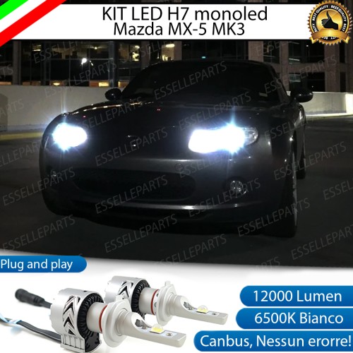 Kit Full LED H7 Monoled 12000 LUMEN Canbus bianco ghiaccio per Mazda MX-5 MK3