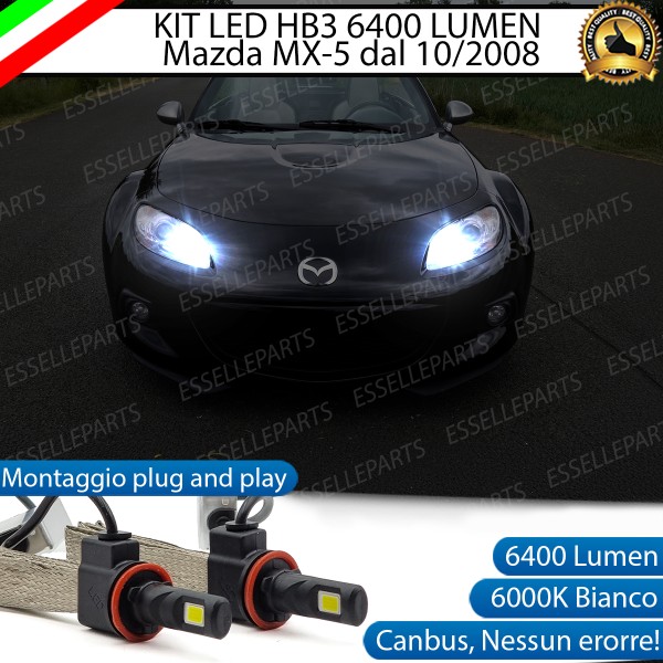 Kit Full LED Abbaglianti HB3 6400 Lumen 6000K bianco Mazda MX-5 MK3 dal 10/2008