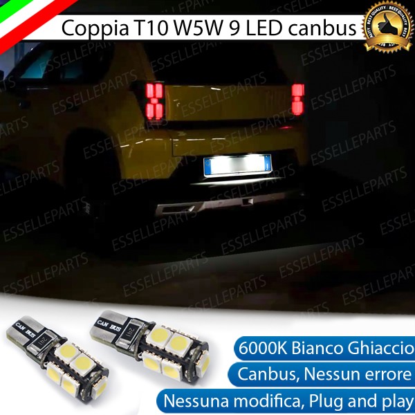 COPPIA LUCI TARGA T10 9 LED CANBUS PER FIAT GRANDE PANDA