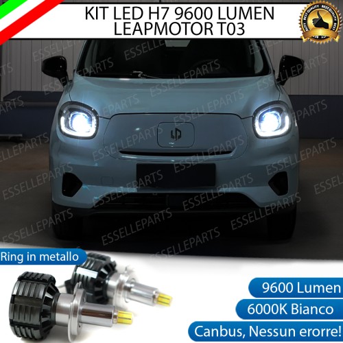 Kit Full LED H7 9600 Lumen 6000K bianco Anabbaglianti LEAPMOTOR T03