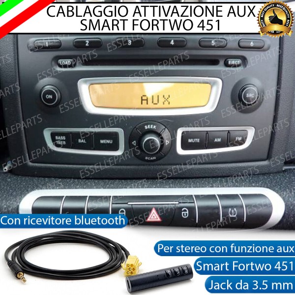 Cavo Aux + Bluetooth Stereo Smart Fortwo 451 2007 - 2024 1,5 Metri Retrofit Mp3