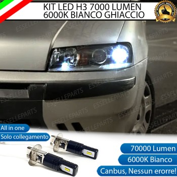 Kit Full LED H3 Slim Fiat Punto MK2 Da 2001 Fendinebbia 7000 Lumen 6000K Canbus