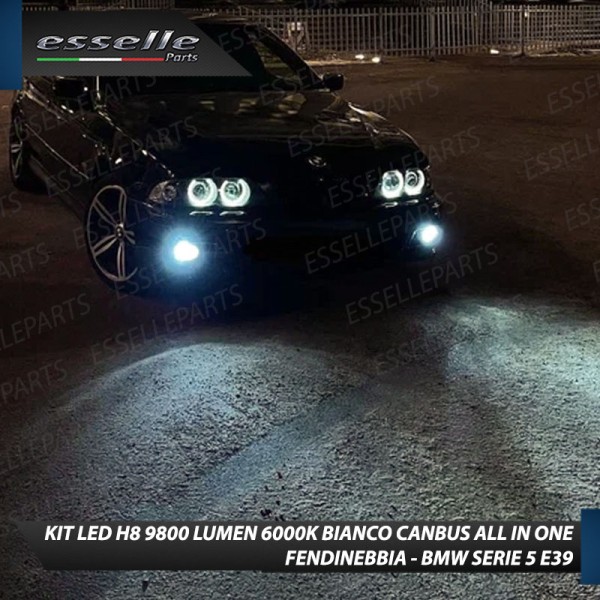 Kit Full LED H8 9800 Lumen 6000K bianco Fendinebbia per BMW SERIE 5 E39 DAL 09/2000 IN POI
