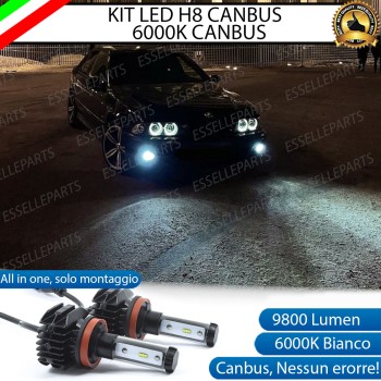 Kit Full LED H8 9800 Lumen 6000K bianco Fendinebbia per BMW SERIE 5 E39 DAL 09/2000 IN POI