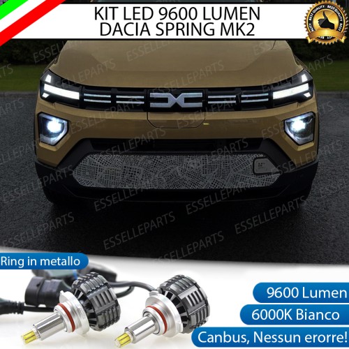 Kit Full LED HB3 9600 LUMEN Anabbaglianti Abbaglianti DACIA SPRING MK2 con fari lenticolari