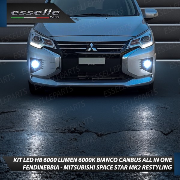 Kit Full LED H8 6000 LUMEN Canbus 6000K Fendinebbia per MITSUBISHI SPACE STAR MK2 RESTYLING 2019