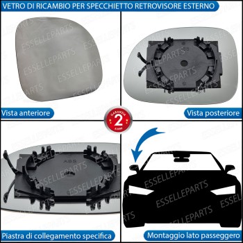 Specchietto Fiat Panda 312 Specchio Vetro Retrovisore Lato Passeggero