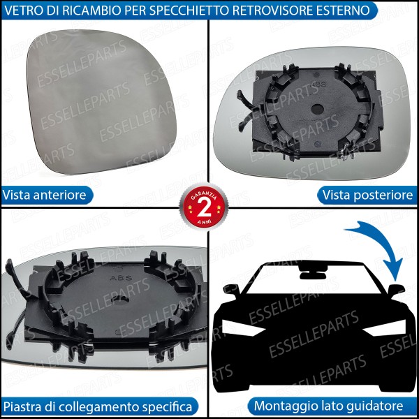 Specchietto Fiat Panda Cross Vetro Specchio Retrovisore Lato Guida Sinistro