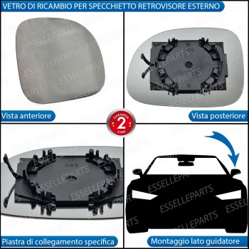 Specchietto Fiat Panda Cross Vetro Specchio Retrovisore Lato Guida Sinistro