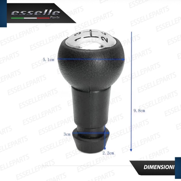 Pomello leva cambio 5 marce nero e cromato in ABS per CITROEN C3 MK2
