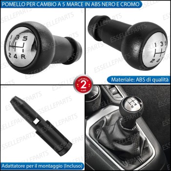Pomello leva cambio 5 marce nero e cromato in ABS per CITROEN DS4 Pomello leva cambio 5 marce nero e cromato in ABS per CITROEN DS4