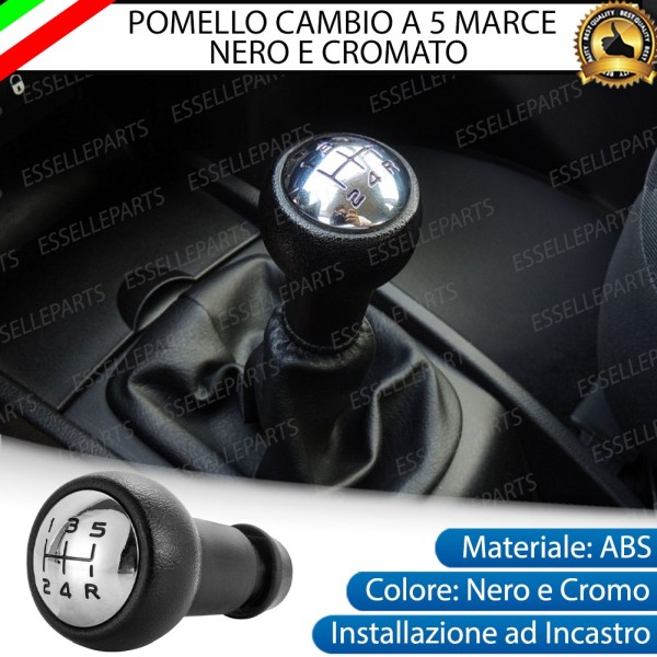 Pomello leva cambio 5 marce nero e cromato in ABS per CITROEN C3 PLURIEL