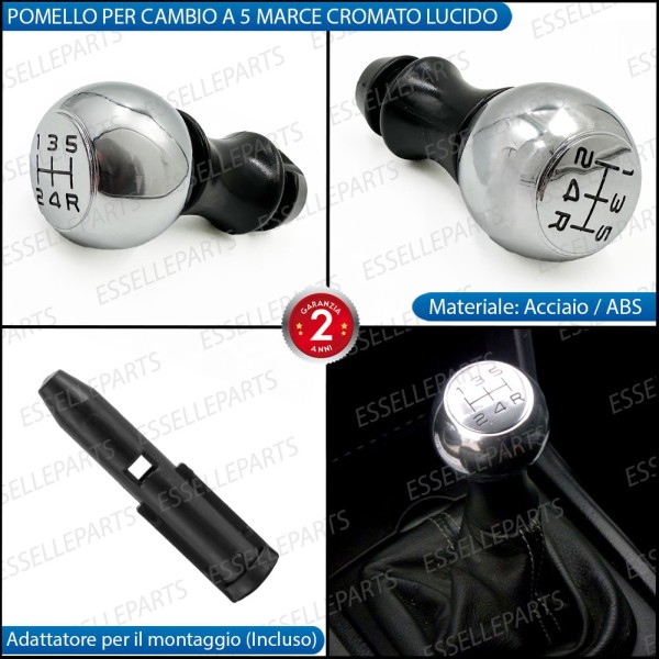 Pomello leva cambio 5 marce cromato lucido in acciaio per CITROEN DS4