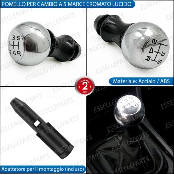 Pomello leva cambio 5 marce cromato lucido in acciaio per PEUGEOT 308 308 CC Pomello leva cambio 5 marce cromato lucido in acciaio per PEUGEOT 308 308 CC