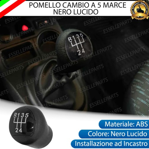 Pomello leva cambio a 5 marce Nero Lucido in abs per Renault Kangoo MK2 Pre-Restyling