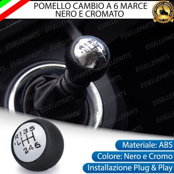 Pomello leva cambio a 6 marce Nero e Cromato per Citroen C6