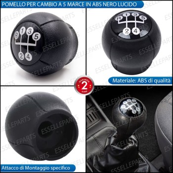 Pomello leva cambio a 5 marce Nero Lucido in ABS per Opel Combo C Pomello leva cambio a 5 marce Nero Lucido in ABS per Opel Combo C