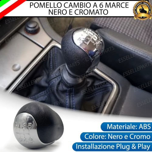 Pomello leva cambio a 6 marce Nero e Cromato in ABS per Opel Vectra C