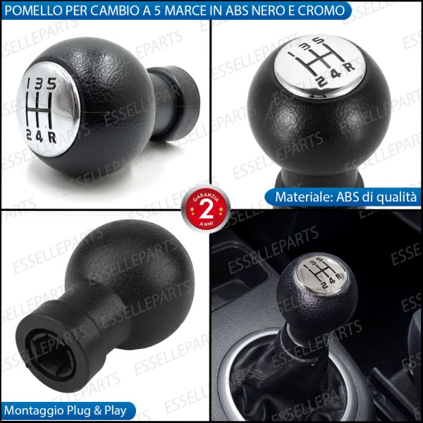 Pomello leva cambio a 5 marce Nero e Cromato in ABS per Suzuki Swift MK4