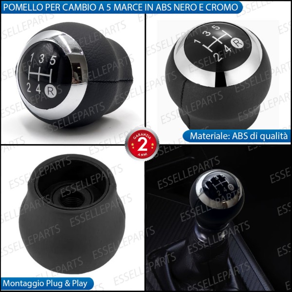 Pomello leva cambio a 5 marce Nero e Cromato in ABS per Toyota RAV-4 MK4