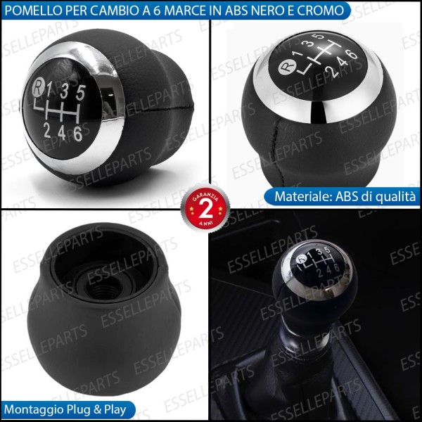 Pomello leva cambio a 6 marce Nero e Cromato in abs per Toyota Urban Cruiser