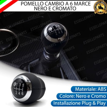 Pomello leva cambio a 6 marce Nero e Cromato in abs per Toyota Yaris MK3 Pre-Restyling Fino al 2013