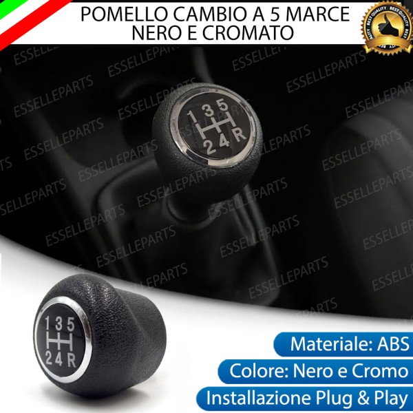 Pomello leva cambio a 5 marce Nero e Cromato in ABS per Fiat Grande Punto