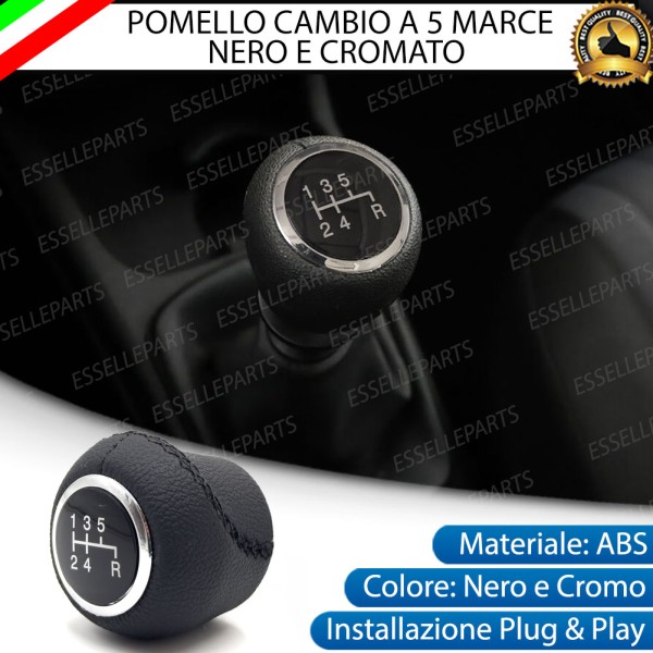 Pomello leva cambio a 5 marce Nero e Cromato in ABS per Fiat Grande Punto
