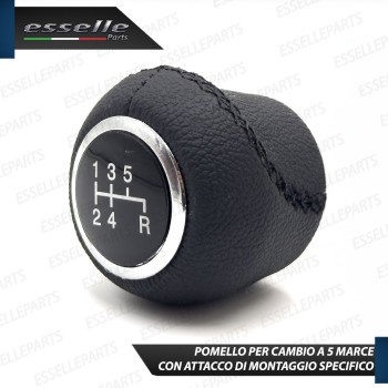 Pomello leva cambio a 5 marce Nero e Cromato in abs per Fiat Punto Evo