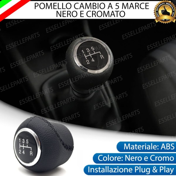 Pomello leva cambio a 5 marce Nero e Cromato in abs per Fiat Punto