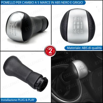 Pomello leva cambio a 5 marce Nero e Grigio in abs per Nissan X-TRAIL MK2