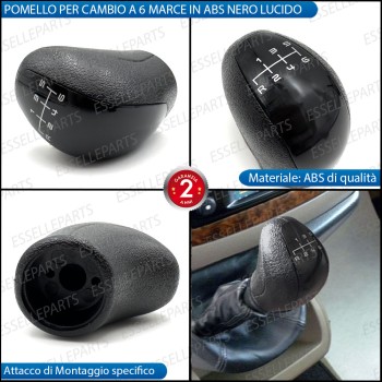 Pomello leva cambio a 6 marce Nero Lucido in ABS per Mercedes Viano W639 Restyling