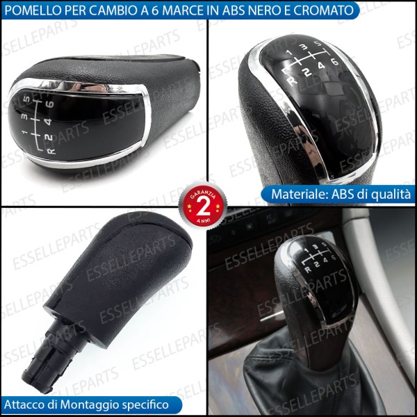 Pomello leva cambio a 6 marce Nero e Cromato in abs per Mercedes Classe A W168