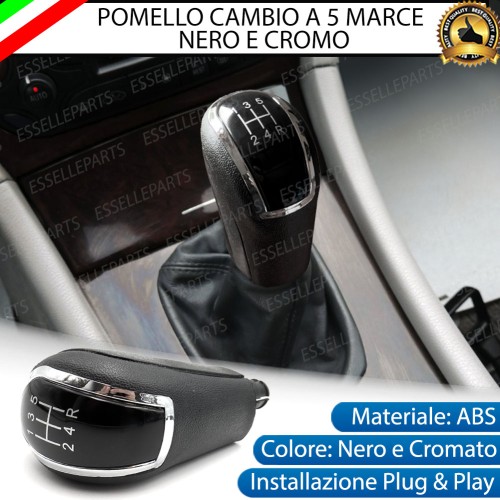 Pomello leva cambio a 5 marce Nero e Cromato in abs per Mercedes Classe C W203 S203
