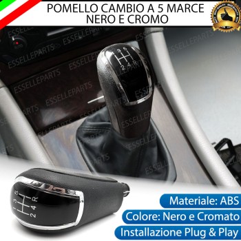 Pomello leva cambio a 5 marce Nero e Cromato in abs per Mercedes Classe C W203 S203