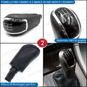 Pomello leva cambio a 5 marce Nero e Cromato in abs per Mercedes Classe C W203 S203